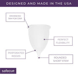 Safecup Menstrual cup - Made in USA + Safecup Wash (100 mL) Combo